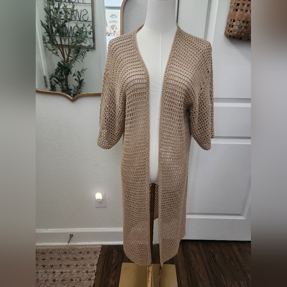 Anna & Ava Sweaters - Open Knit Beige Sweater Cardigan Duster
